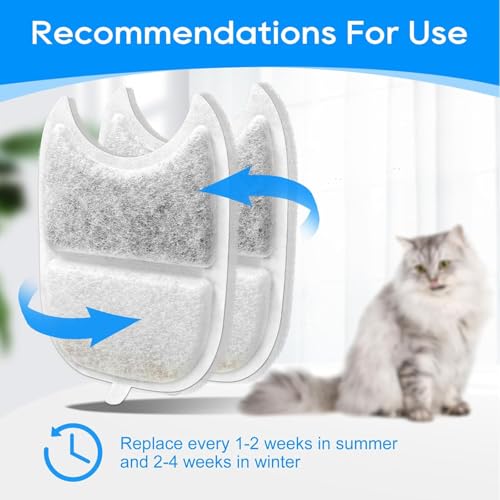 6 Set Cat Water Fountain Filters & Sponges for YPD (18 Count)