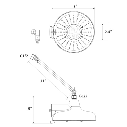 8 Inch Filtered Shower Head with Extension Arm Brushed Nickel