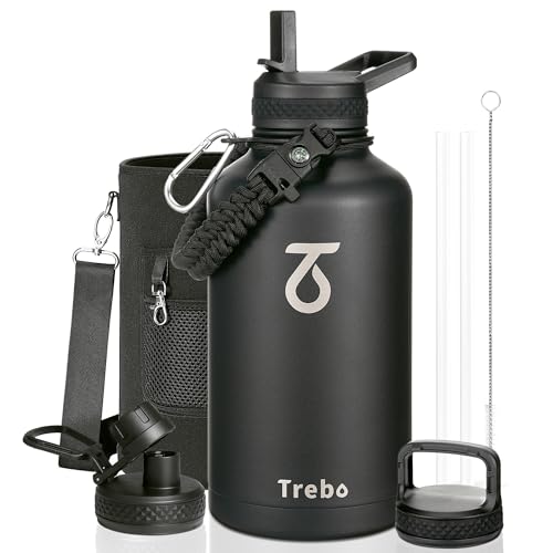 64 oz Water Bottle Stainless Steel with 3 Lids