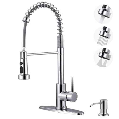 Chrome Kitchen Faucet with Soap Dispenser