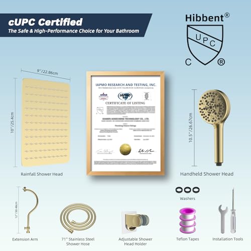 All Metal cUPC Certified High Pressure Rainfall 10'' Shower Head