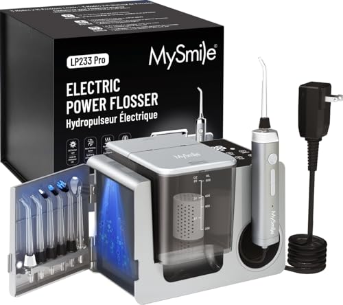 LP233 Pro UVC Sterilizable Countertop Water flossers for Teeth 800ML Digital Display Electric Oral Irrigator with a Water Filter 3 Modes and 6 Jet Tips