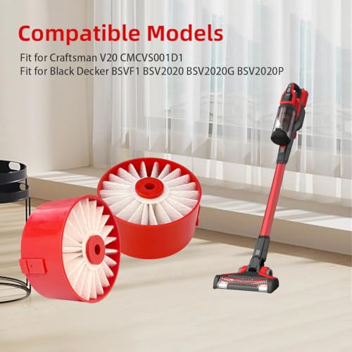 4 Pack N858184 HEPA Filters Replacement Compatible with Craftsman V20 Cordless Stick Vacuum CMCVS001D1 (4 Count)