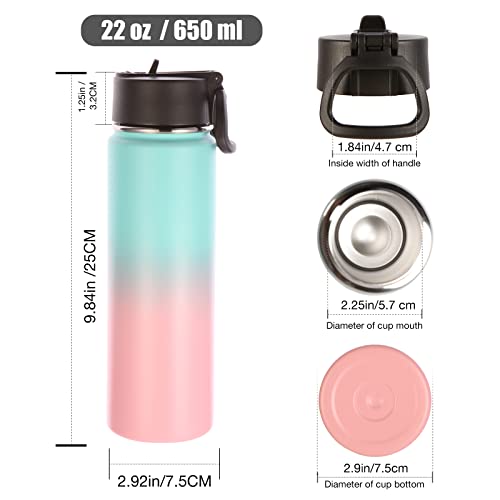 Insulated Water Bottles with Straw Bulk 4 Pack (4 Count)