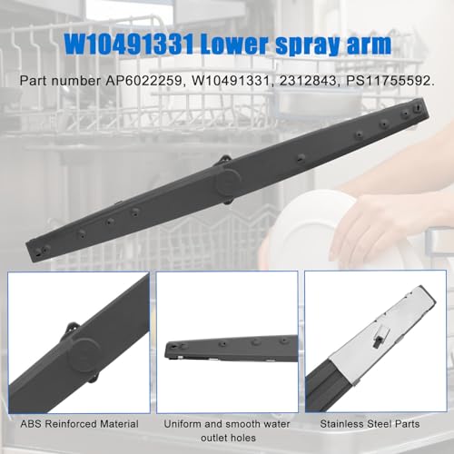 W10491331 Dishwasher Spray Arm Replacement Arm Compatible with Whirlpool