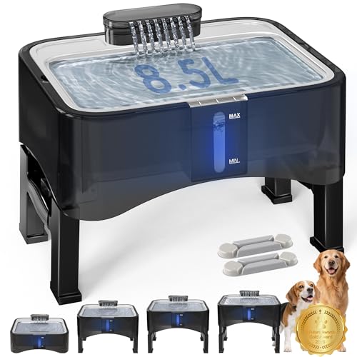 8.5L Elevated Dog Water Fountain with 4 Heights Adjustable
