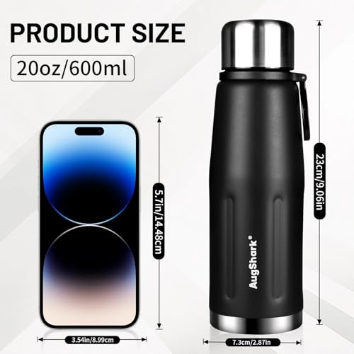 20oz Vacuum Insulated Stainless Steel Thermoses with Foldable Handle & Leakproof Lid