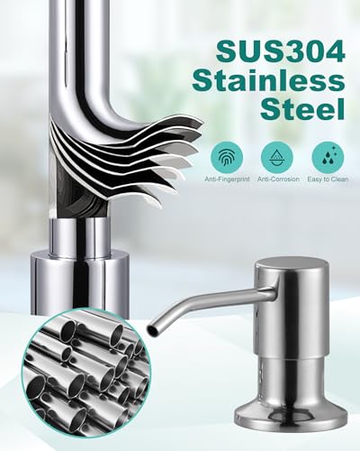 Chrome Kitchen Faucet with Soap Dispenser
