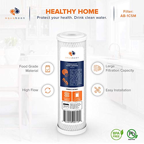 5 Micron 10 x 2.5 Carbon Block Water Filter Cartridge CTO Whole House Water Filter Replacement Compatible with WHKF (25 Count)