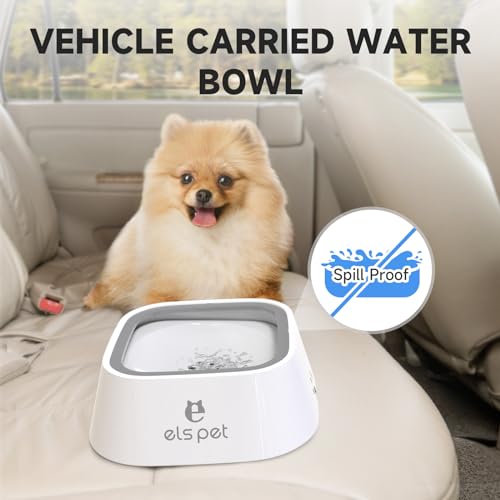 White 35oz 1L No Spill Dog Cat Bowl Anti Slip Travel Dispenser
