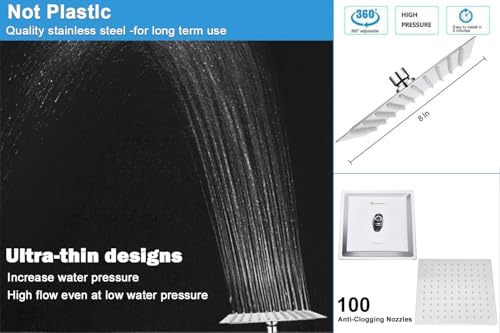 Square Shower Head and 15 Stage Shower Filter Combo