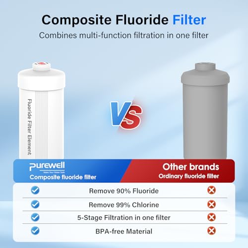 FL-2 5-Stage Fluoride Purification Elements, Replacement for Berlkey® PF-2® Fluoride Filters, Berlkey® and Purewell Gravity Filtration System,Natural filter material (White, 4 Pack, K Series) (2 Count)