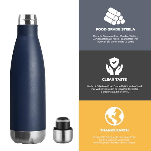 17oz Sport Water Bottle 8 Pack Vacuum Insulated Stainless Steel Leak (8 Count)