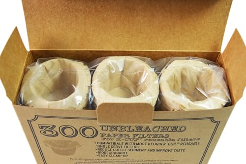 K Cup Paper Filters Disposable for Reusable Coffee Pods (300 Count)