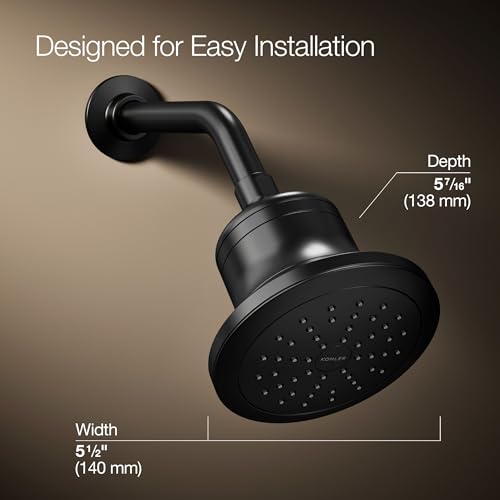 33631-G-BL Cinq Round Single-Function Filtered Showerhead, Five-Layer Filtration, 1.75 GPM, Full Coverage Spray, Premium Durable Material, Matte Black