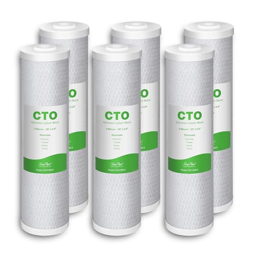 5 Micron 20" x 4.5" CTO Carbon Whole House Water Filter Cartridge (6 Count)