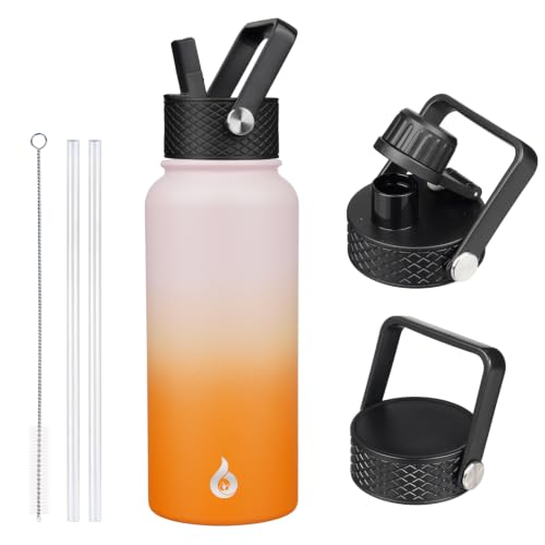 32oz Insulated Water Bottle with Straw Lid