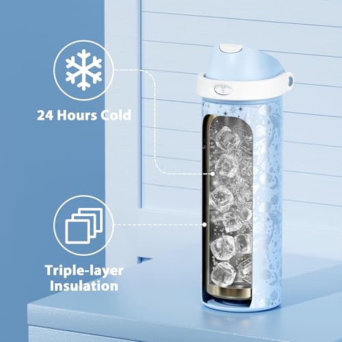 24 oz Insulated Water Bottle with Straw