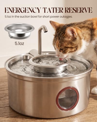 Stainless Steel Cat Water Fountain with Bowl 108oz (108 Fl Oz)