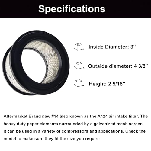 32170979 Air Filter Soberg # 14 A424 Air Intake Filter Element for Ingersoll Rand SS5 2340 T30 2475 Air Compressor (2 Count)