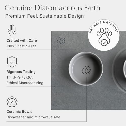 Home Ceramic Dog Bowls + Stone Drying Mat