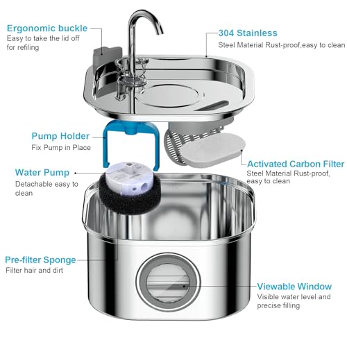 Cat Water Fountain Stainless Steel (9 Count)