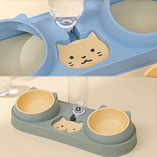 Triple Cat Food Bowls with Water Dispenser