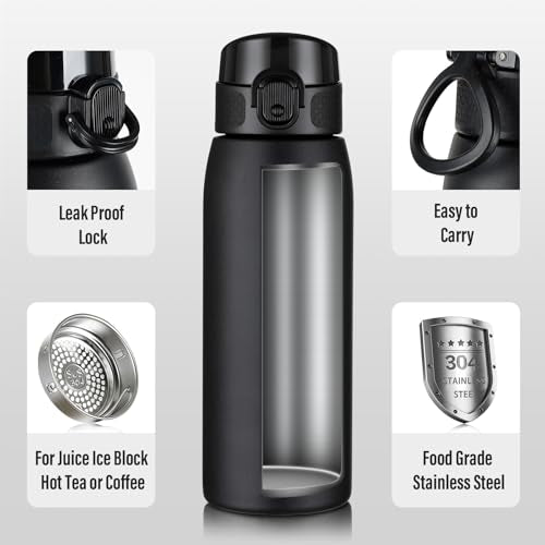 Insulated Water Bottle 18 oz with Dustproof Lid