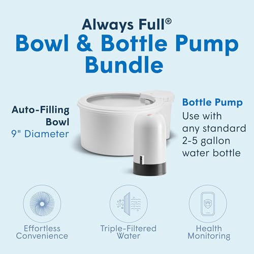 9" Self Refilling Dog Water Bowl & Bottle Pump Bundle