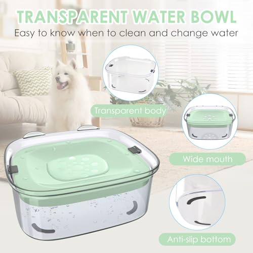 3L No Spill Dog Water Bowl with Slow Drinking Disk