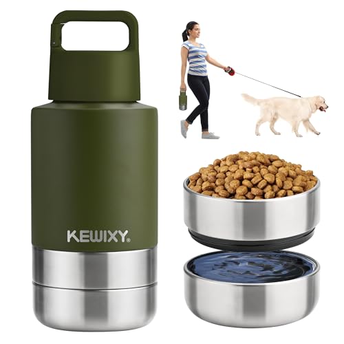 Insulated Dog Travel Water Bottle with Detachable Bowls