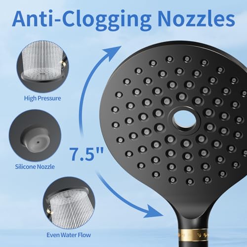 Dual Shower Heads with Handheld Spray Combo Black