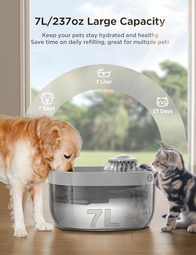 7L 1.8Gal Dog Water Fountain for Large Dog
