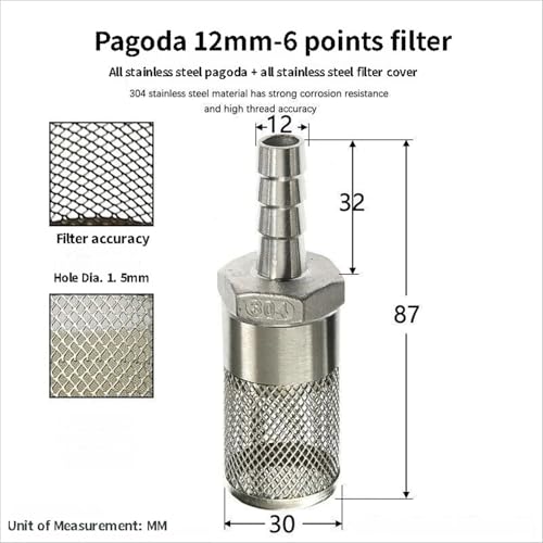 304 Stainless Steel Water Pump Filter Hose End Strainer Barbed Inline Mesh Screen