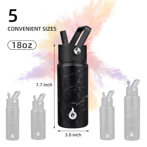 18oz Insulated Water Bottle with Straw Lid