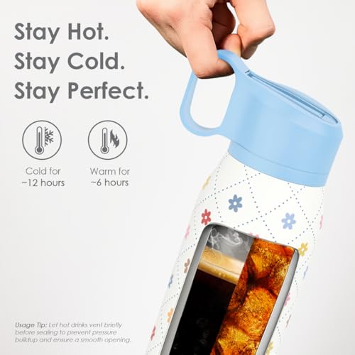 Floral Stainless Steel Water Bottle with Twist Lid 20oz