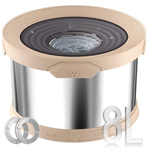 8L Dog Water Bowl No Spill Stainless Steel for Slow Drinking Beige