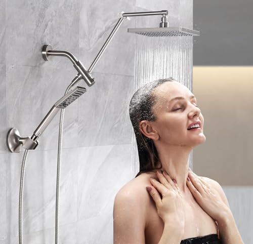 High Pressure Rain Shower Head Combo with Double Extension Arm