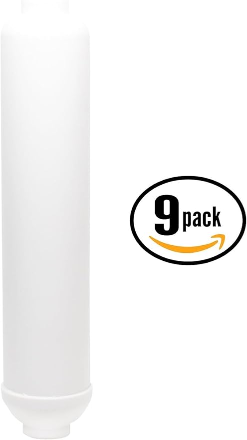 9-Pack Replacement for iSpring RCC1UP-AK Inline Filter Cartridge - Universal 10-inch Cartridge Compatible with iSpring 123Filter 7-stage 100GPD Reverse Osmosis UV Alkaline Filter - Denali Pure Brand