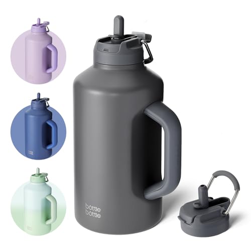 Insulated Water Bottle 64 oz with Straw and Dual