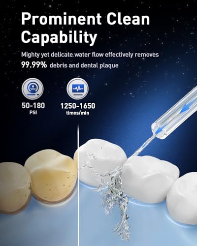 LP233 Pro UVC Sterilizable Countertop Water flossers for Teeth 800ML Digital Display Electric Oral Irrigator with a Water Filter 3 Modes and 6 Jet Tips