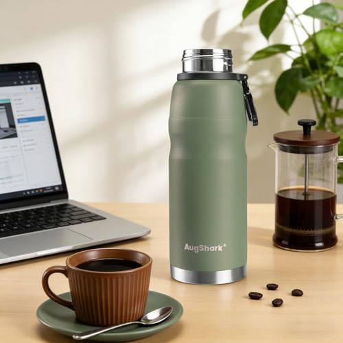 20oz Vacuum Insulated Stainless Steel Thermoses with Foldable Handle & Leakproof Lid