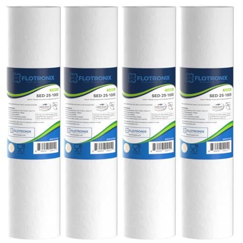 Flotronix 5 Micron 10" x 2.5" Sedmient Filter Whole House Water Filter Replacement (4 Count)