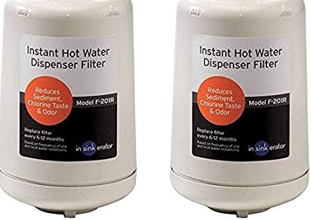 InSinkErator F-GN1100SN Contemporary Instant Hot Water Dispenser Faucet, Satin Nickel & F-201R Replacment Water Filter Cartridges, 2 Count (Pack of 1), White, 2 Pack