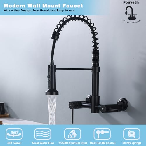 Wall Mount Kitchen Faucet Matte Black