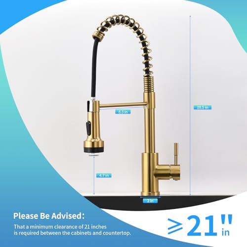 Led Gold Kitchen Faucet with Pull Down Sprayer
