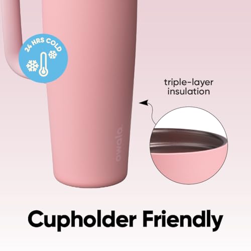 FreeSip Tumbler Stainless Steel Water Bottle 30 oz Rose Quartz