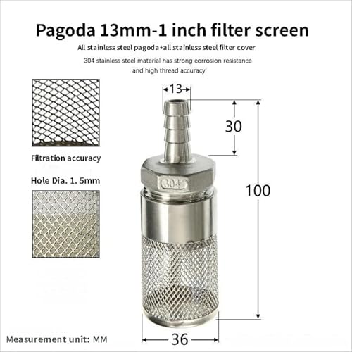 304 Stainless Steel Water Pump Filter Hose End Strainer Barbed Inline Mesh Screen