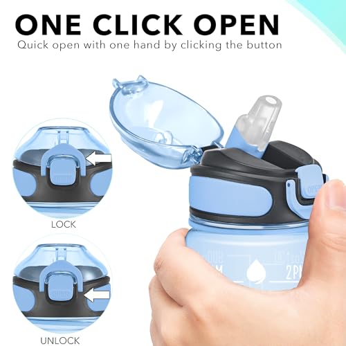 32 oz Water Bottle with Times to Drink and Straw