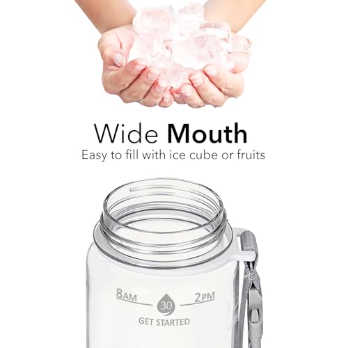 Clear Plastic Water Bottle With Straw & Time Marker